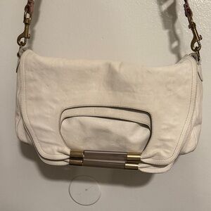 Elegant off White Chloe Leather oversized clutch/ Shoulder Bag
